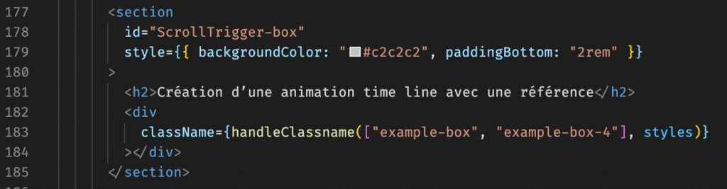 Code html d'ajout de l'animation